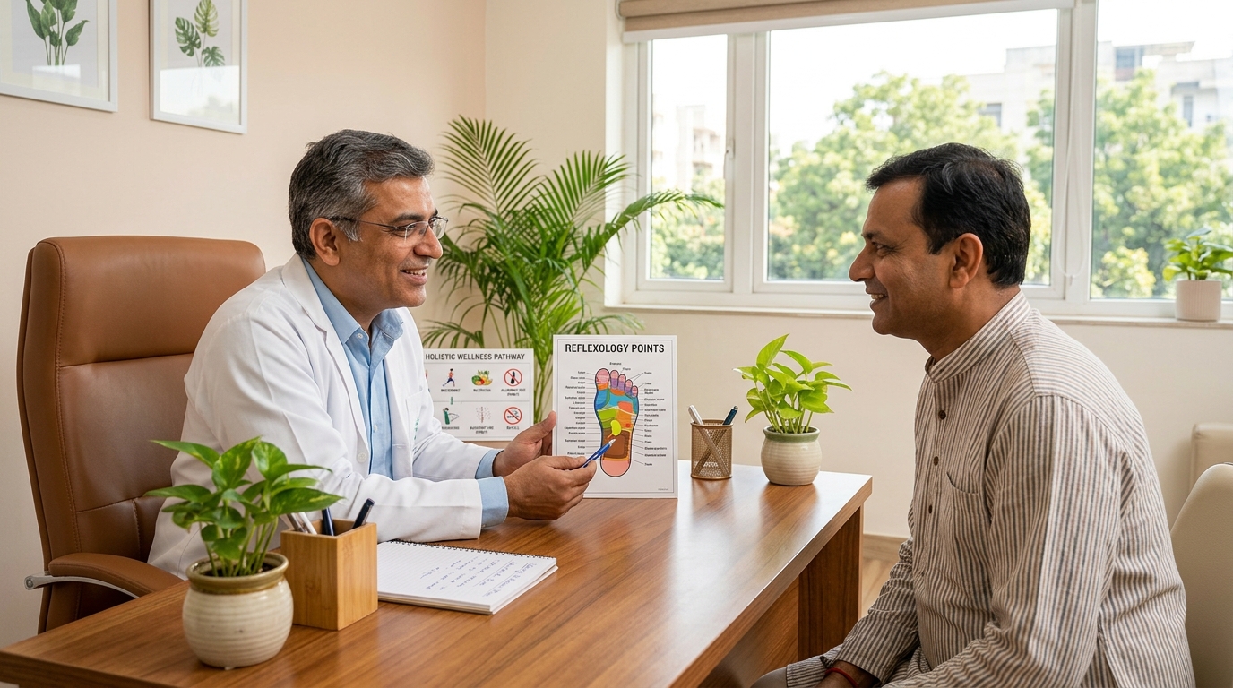 Indian Doctor Explaining Drugless Neurotherapy Healing